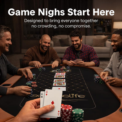 10-Player Foldable Poker Table, Water-Resistant Rail, Brown Felt Surface