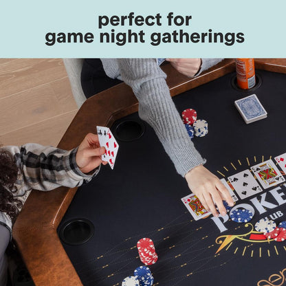 84" Foldable Poker Table for 8 Players, Water-Resistant Cushioned Rail