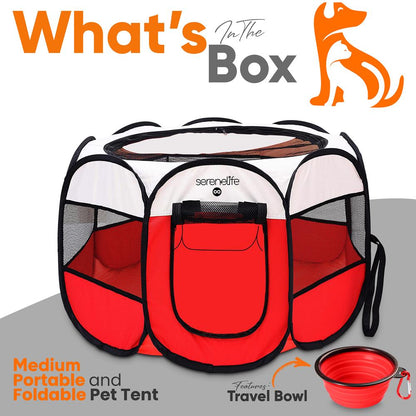 Foldable Pet Tent With Pet Bowl