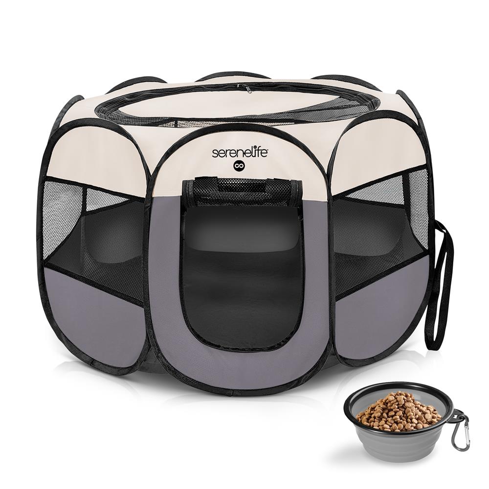 product image number 1 for SereneLife Foldable Pet Tent With Pet Bowl