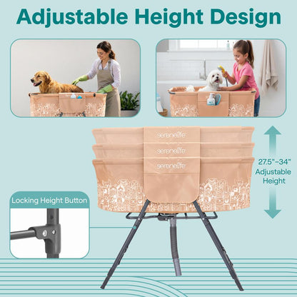Foldable Dog Bath Tub, 360° Access, Marine Grade PVC, Beige