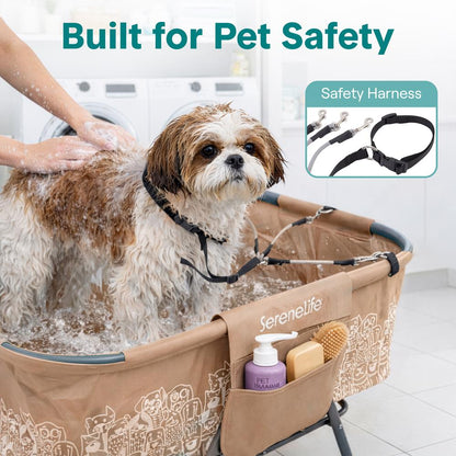 Foldable Dog Bath Tub, 360° Access, Marine Grade PVC, Beige