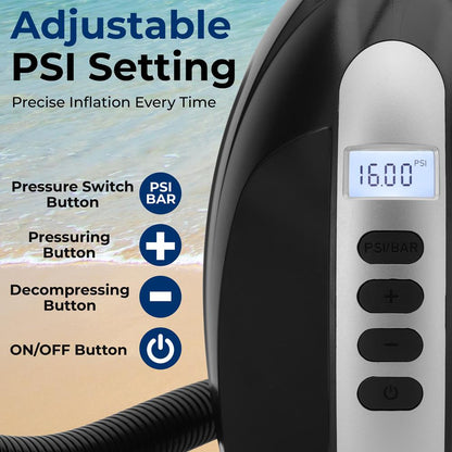 Inflatable Paddle Board Pump 16PSI High Pressure 12V DC Electric Air Pump