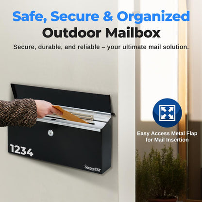 Outdoor Wall Mailbox with Lock, Galvanized Steel, Easy Install