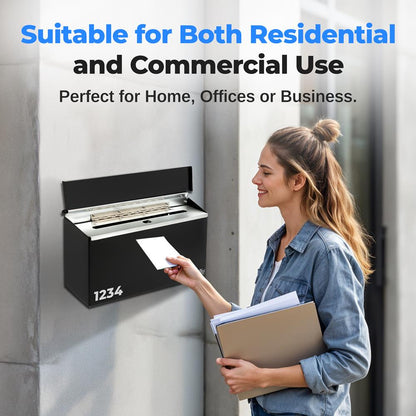 Outdoor Wall Mailbox with Lock, Galvanized Steel, Easy Install