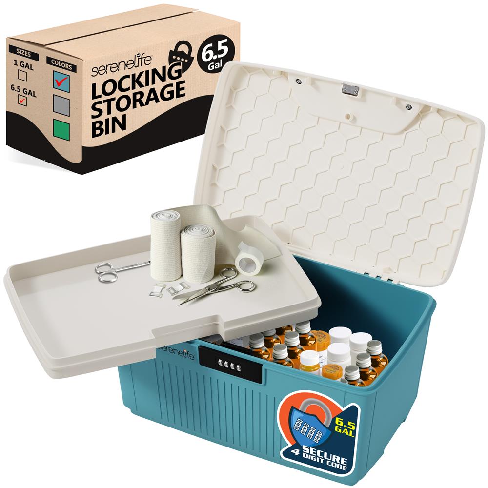 product image number 1 for SereneLife 8.5 Gallon Locking Storage Bin