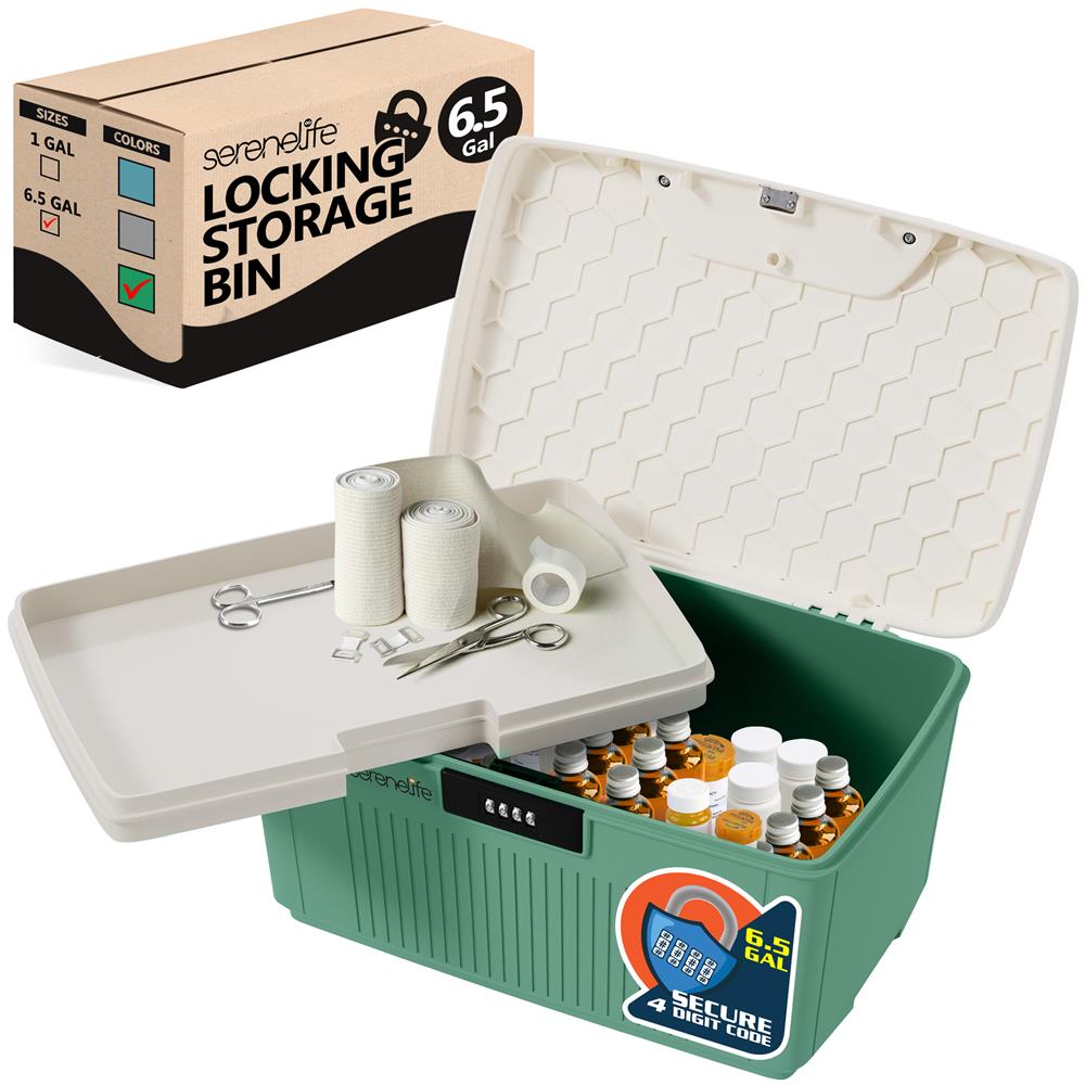 product image number 1 for SereneLife 8.5 Gallon Locking Storage Bin
