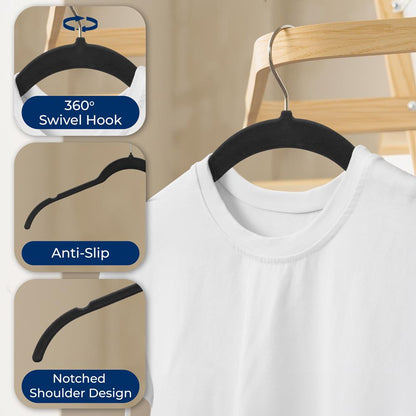 30-Piece Velvet Hangers Non-Slip Space-Saving 360° Swivel Hook
