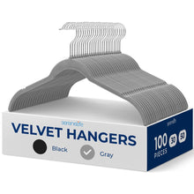 100-Pack Velvet Hangers, Non-Slip, Space-Saving, 360¬8 Swivel, Gray
