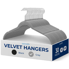 30-Piece Velvet Hangers, Non-Slip, Space-Saving, 360¬8 Swivel Hook, Grey