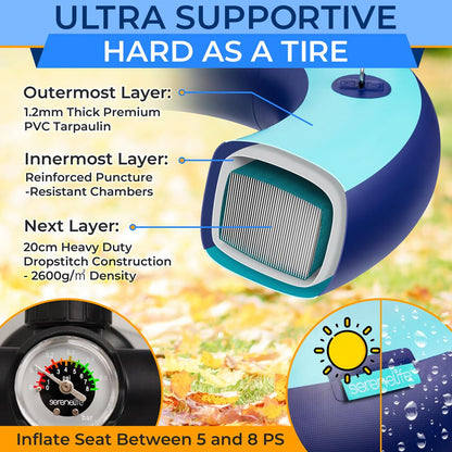 Inflatable Tire Swing 660lbs Capacity UV-Resistant 360° Swivel
