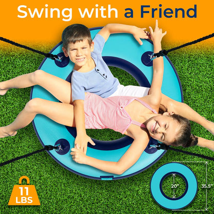 Inflatable Tire Swing 660lbs Capacity UV-Resistant 360° Swivel
