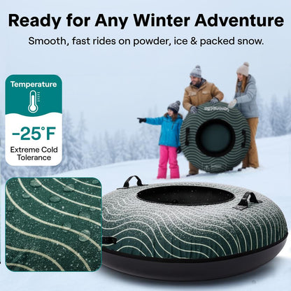 Serenelife 40'' Inflatable Snow Tube For Winter Sports – Durable, Easy-To-Inflate Snow Sled For Kids & Adults (Green)