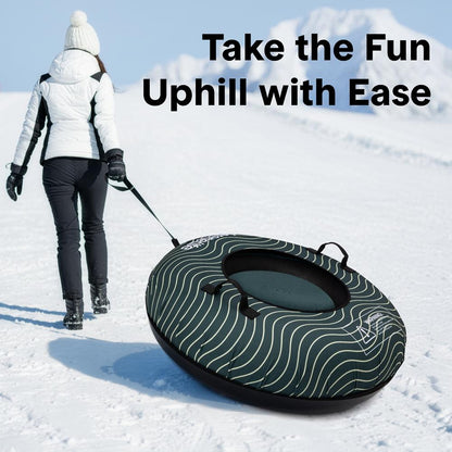 Serenelife 40'' Inflatable Snow Tube For Winter Sports – Durable, Easy-To-Inflate Snow Sled For Kids & Adults (Green)