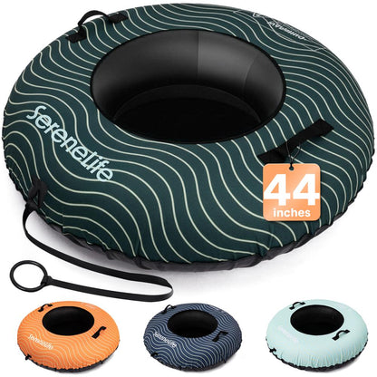 Serenelife 44'' Inflatable Snow Tube For Winter Sports – Durable, Easy-To-Inflate Snow Sled For Kids & Adults (Green)