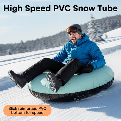 Serenelife 48'' Inflatable Snow Tube For Winter Sports – Durable, Easy-To-Inflate Snow Sled For Kids & Adults (Blue)