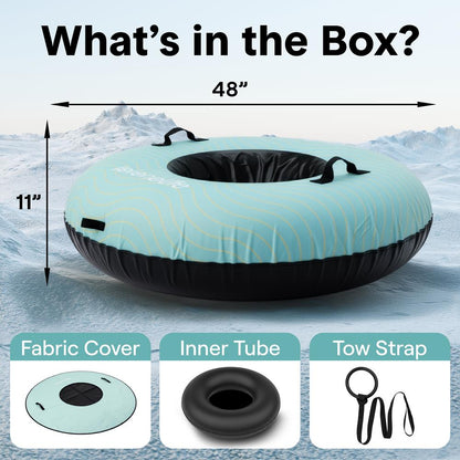 Serenelife 48'' Inflatable Snow Tube For Winter Sports – Durable, Easy-To-Inflate Snow Sled For Kids & Adults (Blue)