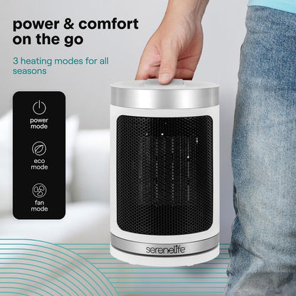 Portable Space Heater - Indoor Electric Heater With Thermostat, Remote, Digital Display, 12-Hour Timer, 3 Heating Modes, Fast & Safe Ptc Ceramic Heating For Home, Office, Bedroom (White)