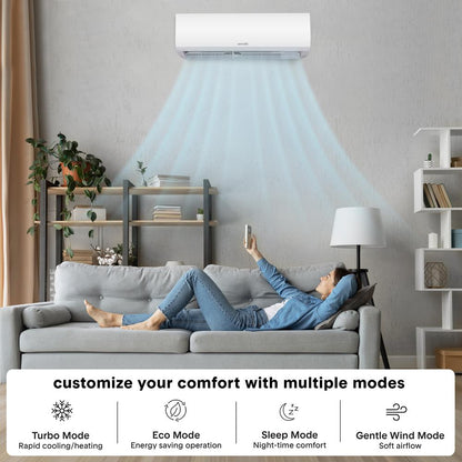 9000 BTU Indoor and Outdoor Mini Split AC Unit Kit – 230V Smart Cooling & Heating Mini Split AC with WiFi