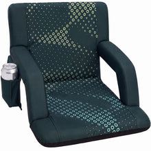 Serenelife 21” Foldable Stadium Chair With Backrest – 6 Adjustable Reclining Angles, Cup Holder, Padded Armrests, And Storage Pockets (Green) SLSS21GR
