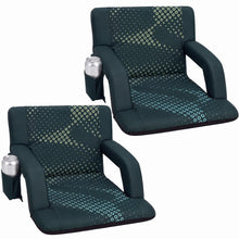 Serenelife 25” Foldable Stadium Chair Set With Backrest – 6 Adjustable Reclining Angles, Cup Holder, Padded Armrests, And Storage Pockets (Green) SLSSX225GR