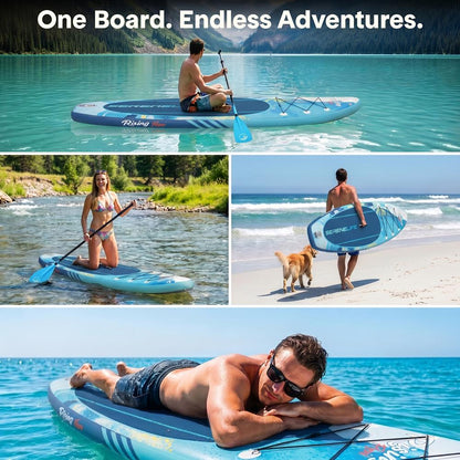 Inflatable Paddle Board - Stable Non-Slip Deck, 10'6", Portable, Blue