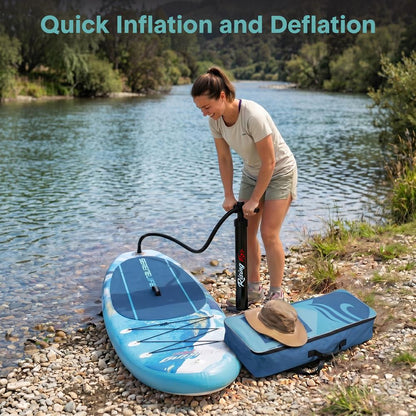 Inflatable Paddle Board - Stable Non-Slip Deck, 10'6", Portable, Blue