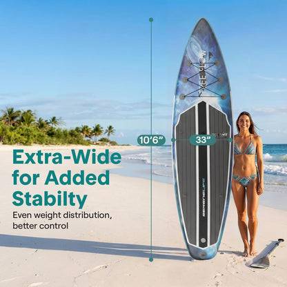 Inflatable Paddle Board - Stable Non-Slip Deck, 10'6", Space Blue