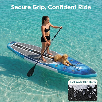 Inflatable Paddle Board - Stable Non-Slip Deck, 10'6", Space Blue