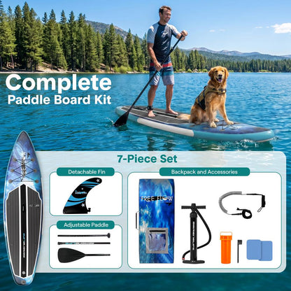 Inflatable Paddle Board - Stable Non-Slip Deck, 10'6", Space Blue