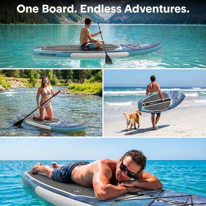Inflatable Paddle Board - Stable Non-Slip Deck, 10'6", Space Blue