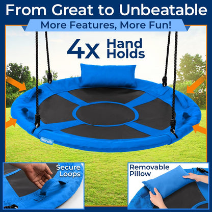 Saucer Swing 40" for Kids, Waterproof, Padded Frame, Blue