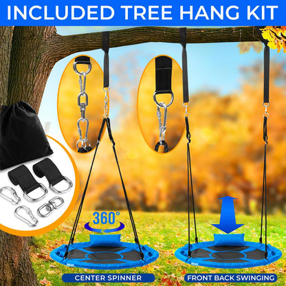 Saucer Swing 40" for Kids, Waterproof, Padded Frame, Blue