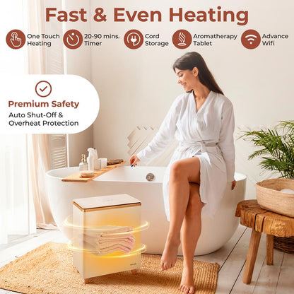 WiFi Towel Warmer - Spa Comfort, Auto Shut-Off, Rose Gold