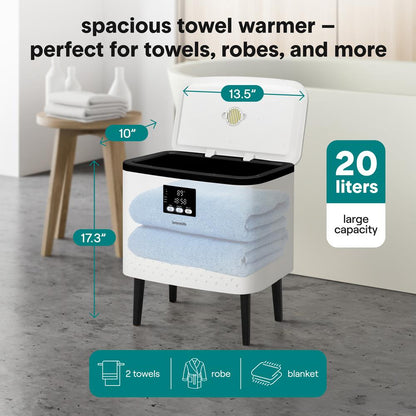 Rectangular Towel Warmer Bucket - Large Capacity Single Touch Towel & Blanket Warmer (Black)