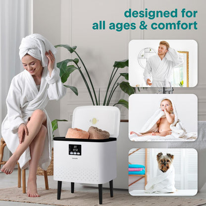 Rectangular Towel Warmer Bucket - Large Capacity Single Touch Towel & Blanket Warmer (Black)
