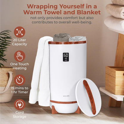 Towel Warmer with Timer & Auto Shut-Off, Holds 2 Towels, Cherry