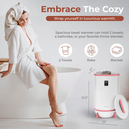 Portable Towel Warmer, Quick Heat, Auto Shut-Off, Pink