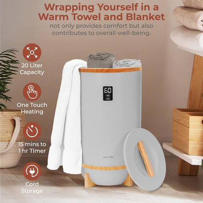 Towel Warmer with Fragrance Holder, Auto Shutoff, Fits 2 Towels, Gray