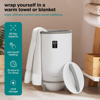 Single Touch Towel & Blanket Warmer With Fragrant Disc Holder And Led Ring (Gray)