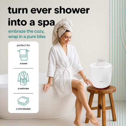 Towel Warmer Bucket - Quick Heat, 12L Capacity, Auto Shut-Off, Cherry