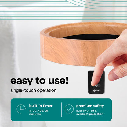 Towel Warmer Bucket - Spa Fragrance, Auto Shut-Off, Wood Finish