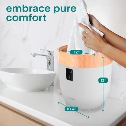 Towel Warmer Bucket - Spa Fragrance, Auto Shut-Off, Wood Finish