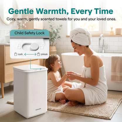 Serenelife Rectangular Towel Warmer With 20L Large Capacity, Adjustable Temperature & Timer Settings, Overheat Protection And Auto Shutoff Ideal For Towels, Bathrobes & Blankets (White)