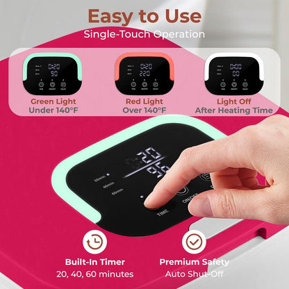 Towel Warmer Bucket - 23L Capacity Hot Towel Warmer With Timer Function, Fits Up To Two Oversized Towels For Bathroom (Pink)