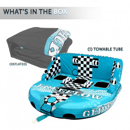3-Person Towable Tube for Boating, Fast Inflation, Heavy-Duty Nylon Cover