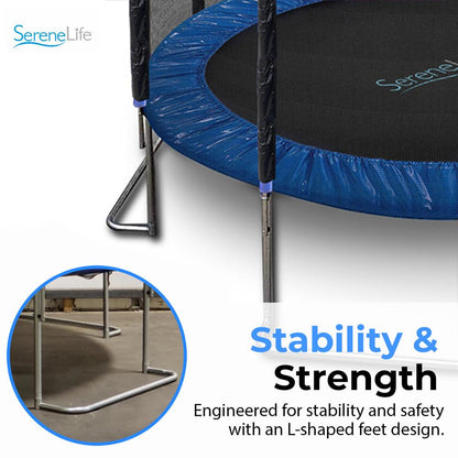 10FT Outdoor Trampoline, Safe Jumping, Reinforced Mat, Blue