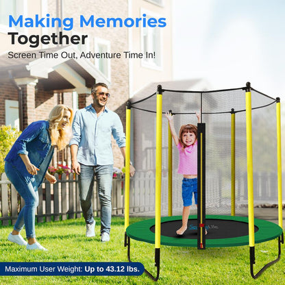 5ft Kids Trampoline with Safety Net & Basketball Hoop - Indoor/Outdoor Use