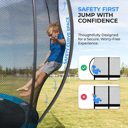 8FT Outdoor Trampoline for Kids - Safe Design, UV-Tested Mat, Black