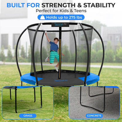 8FT Outdoor Trampoline for Kids - Safe Design, UV-Tested Mat, Black